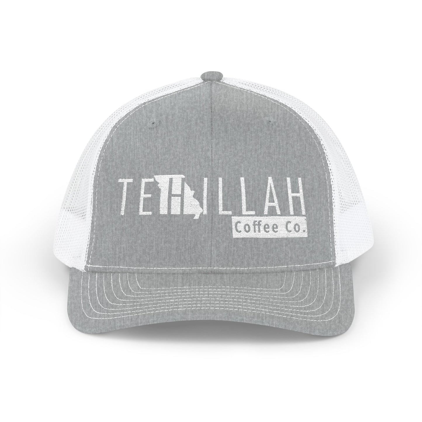 Tehillah Missouri Embroidered Trucker Hat — Black & White Snapback