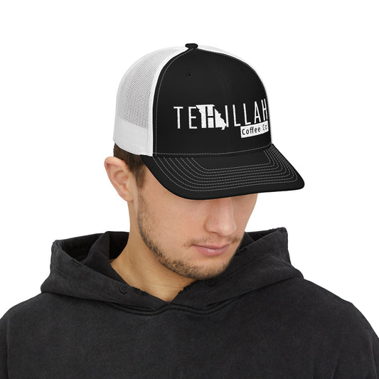 Tehillah Missouri Embroidered Trucker Hat — Black & White Snapback